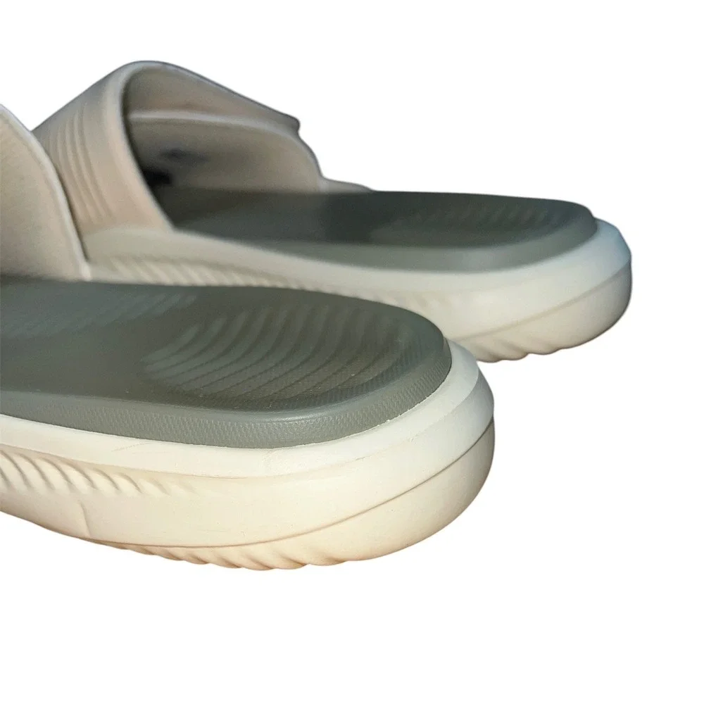 Adidas Alphabounce Slides Mens 13 Beige Grey Adjustable Strap Bounce Footbed